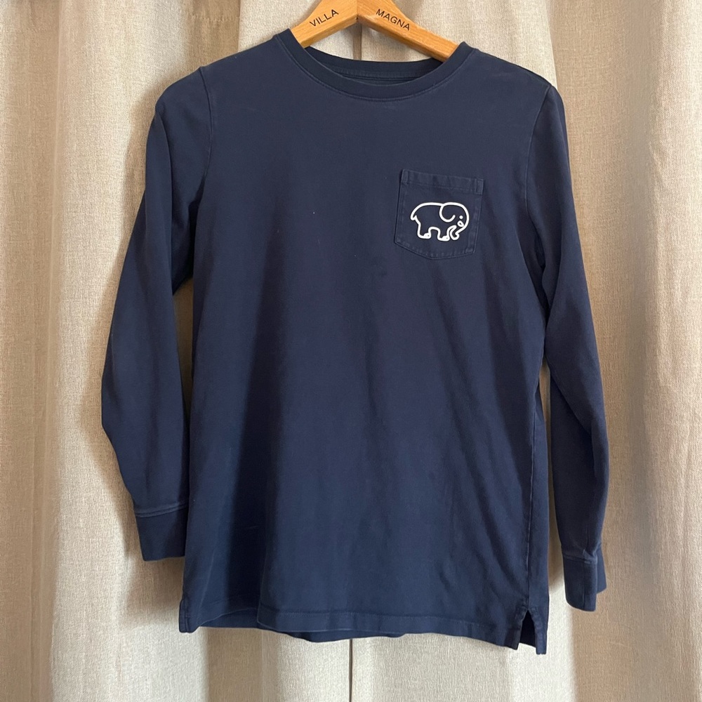 Navy long sleeved Ivory Ella shirt.